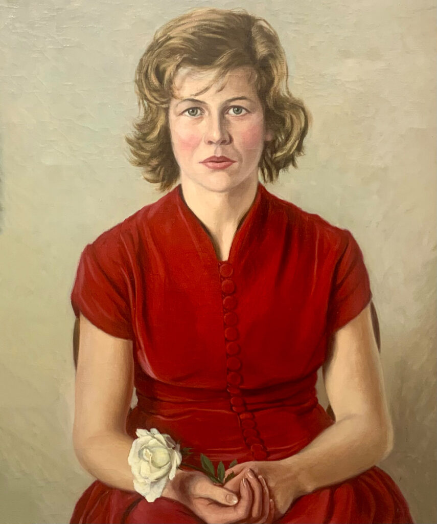 Dame in einem roten Kleid. Bild von Otto Neubrand