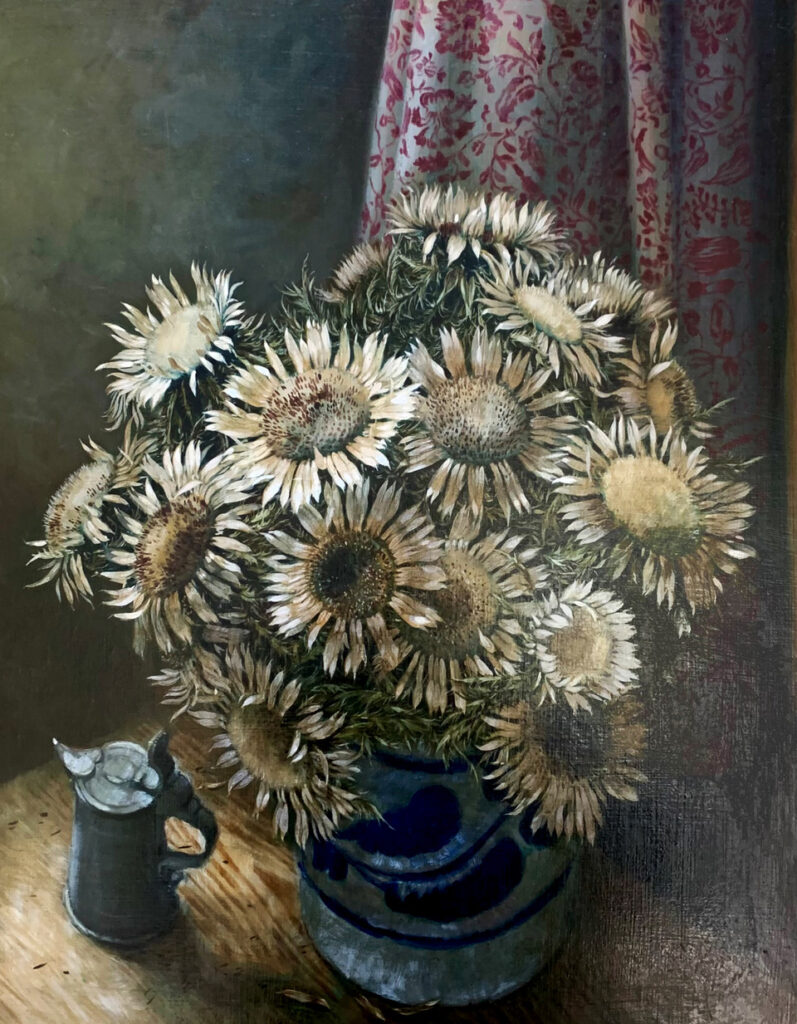 Blumenstillleben Silberdisteln Otto Neubrand.